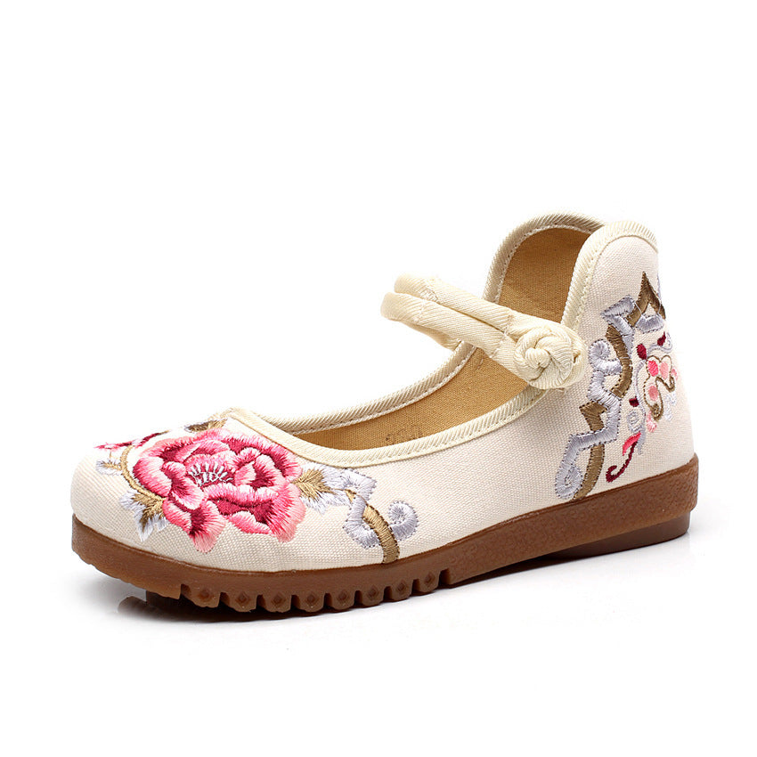 Women's Feet Large Size Mother Embroidered Cotton Canvas Shoes