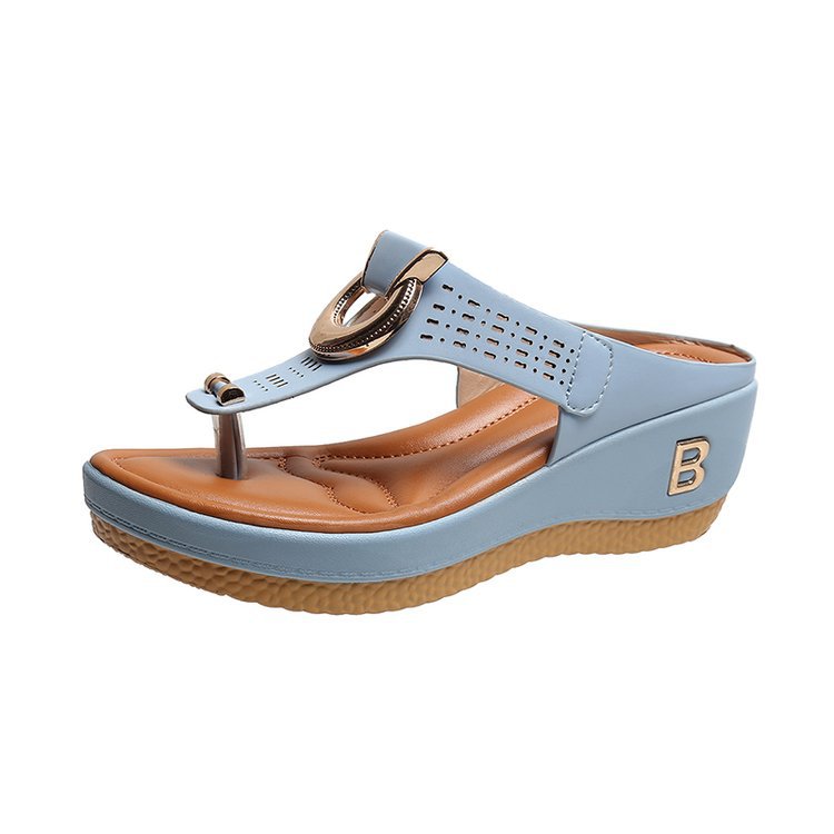 Women's Summer Beach Flip-toe Wedge Large Slippers