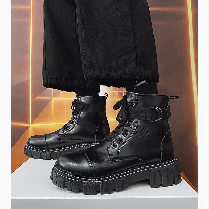 Men's Black High Top British Style Fashion Boots