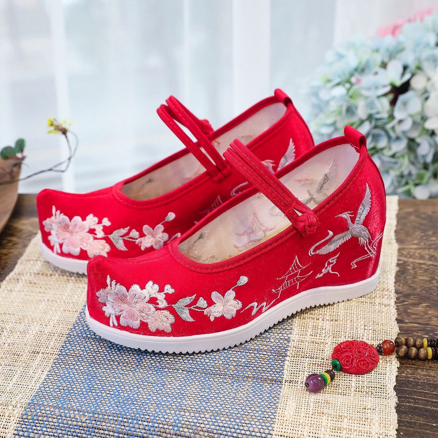 7cm Antique For Chinese Clothing Warped Head Bow Canvas Shoes