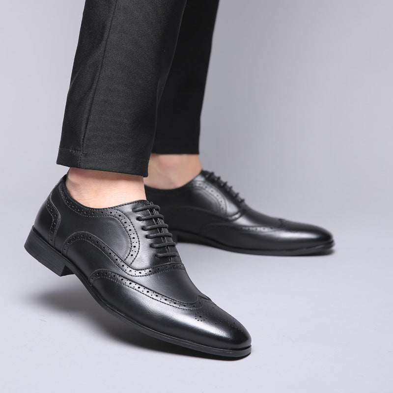 Zapatos de cuero británicos de moda de negocios Retro para hombres