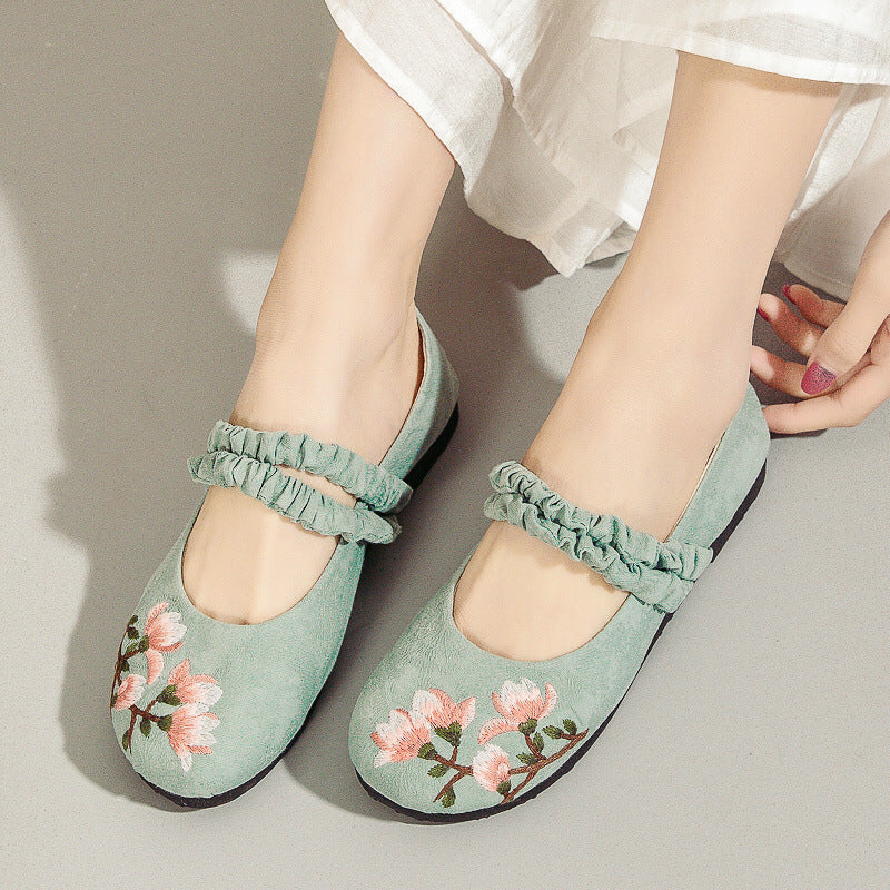 Women's Embroidered Spring Jelly Bottom Pumps Different Canvas Shoes