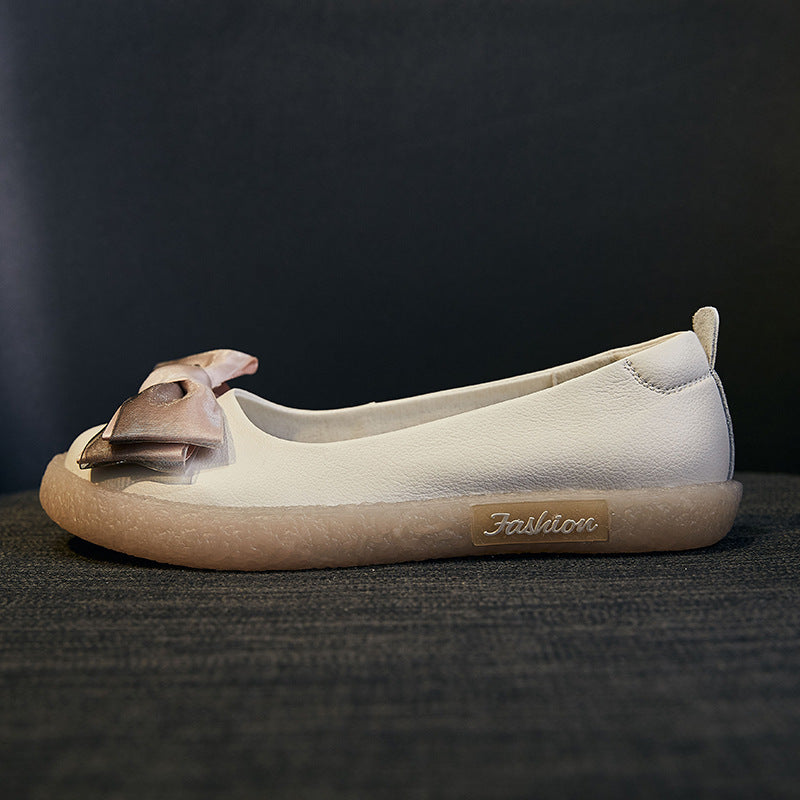 Women's Flat Pumps Spring Vintage Genuine Mori Soft Bottom Bowknot Casual Shoes