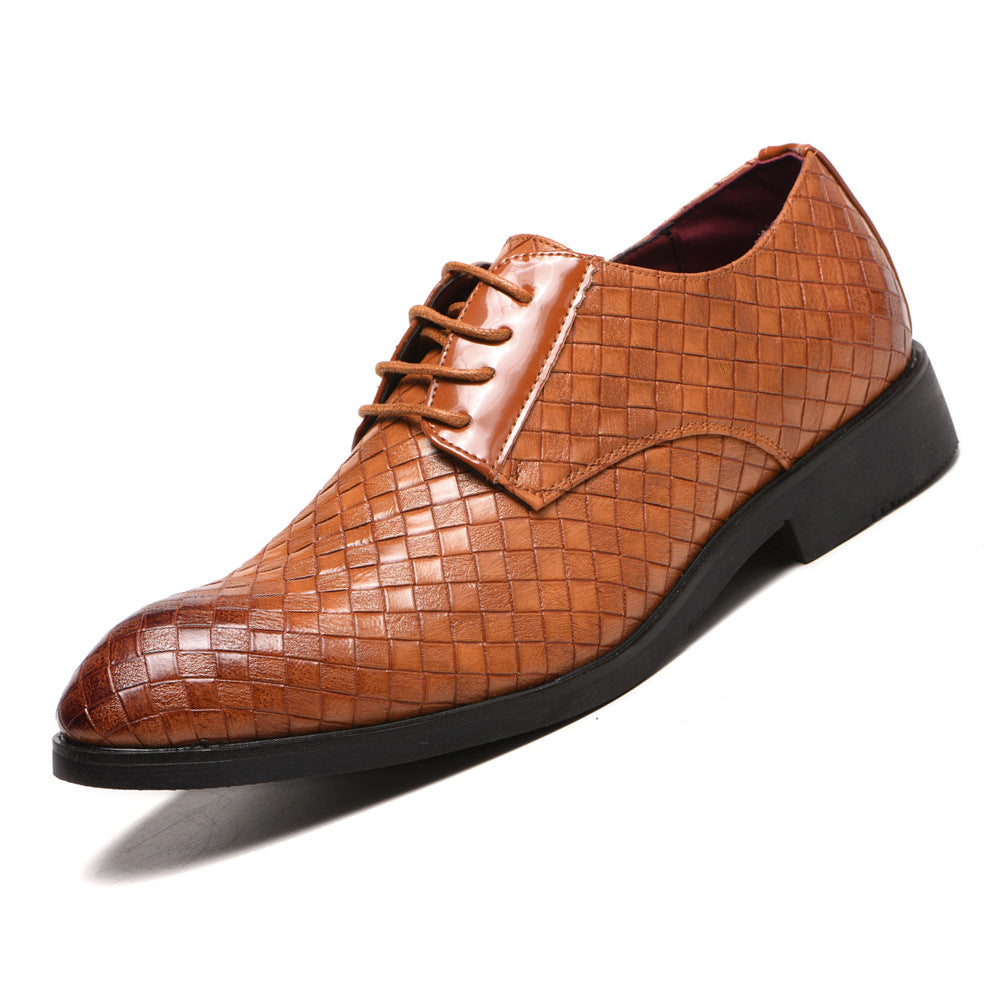 Trendy Slouchy Men's Plaid Plus Size Leather Shoes