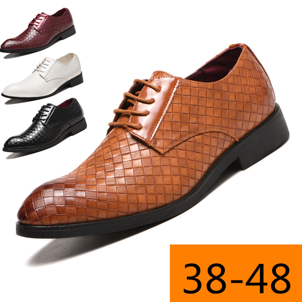 Trendy Slouchy Men's Plaid Plus Size Leather Shoes