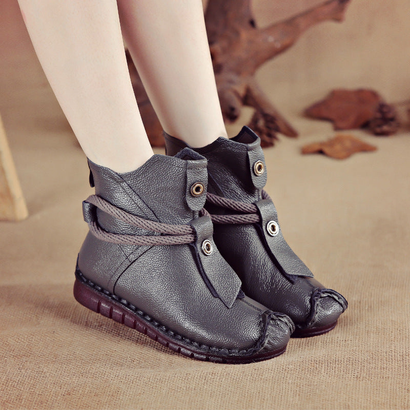 Short Ethnic Style Genuine Retro Martin Warm Women's Shoes