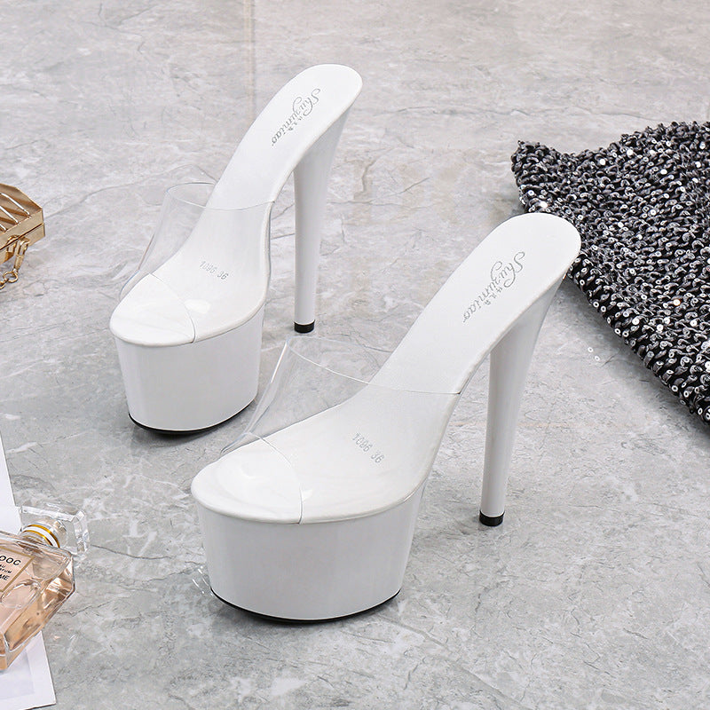 Women's Mannequin Super High Stiletto Waterproof Platform Transparent Sandals