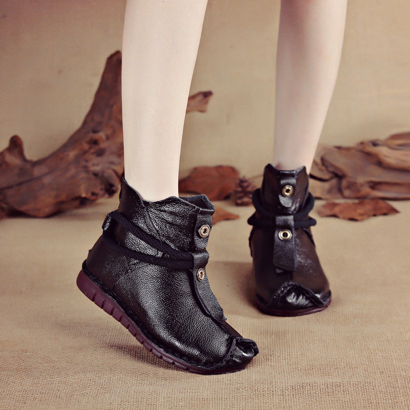 Short Ethnic Style Genuine Retro Martin Warm Women's Shoes