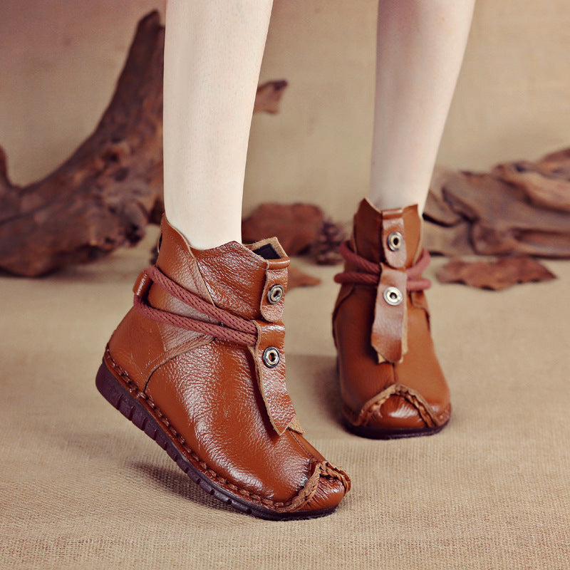 Short Ethnic Style Genuine Retro Martin Warm Women's Shoes