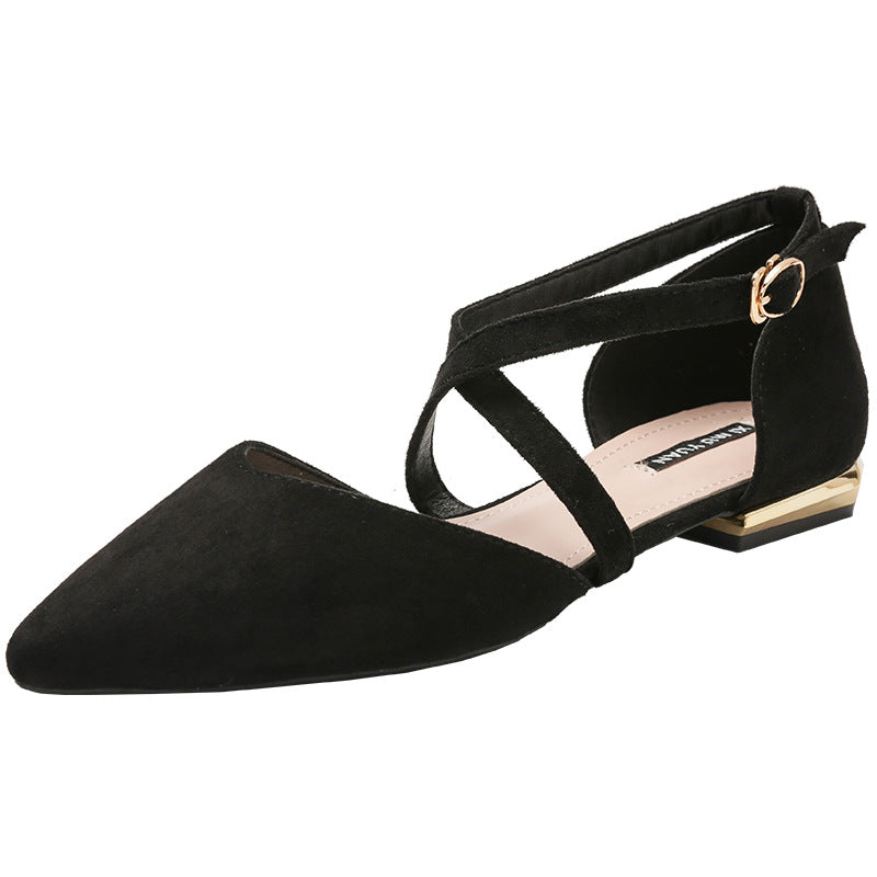 Women's Low-cut Flat Bottom Pumps Cross Strap Women's Shoes