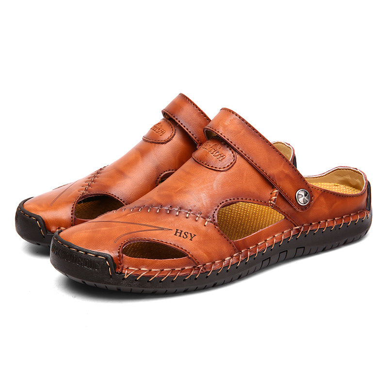 Men's Plus Size Trendy Genuine Beach Sewing Sandals