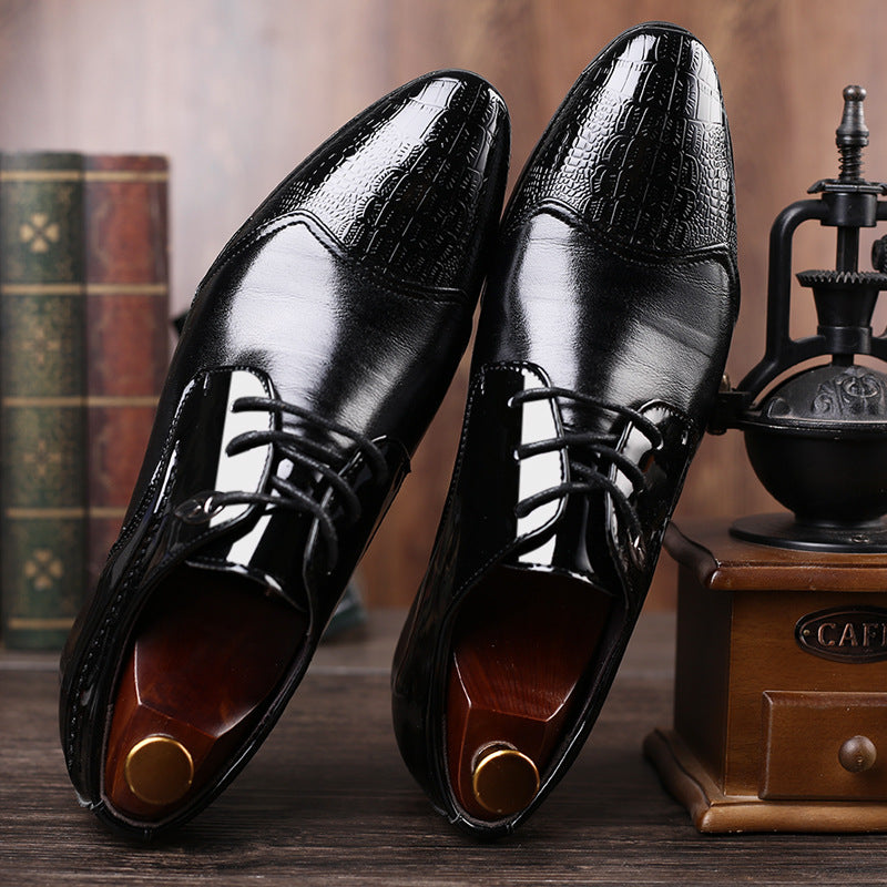 Men's Spring Plus Size Business Formal Lace-up Leather Shoes