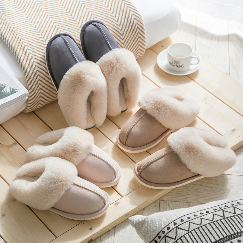 Women's & Men's Cotton Home Couple Warm Plush Confinement House Slippers