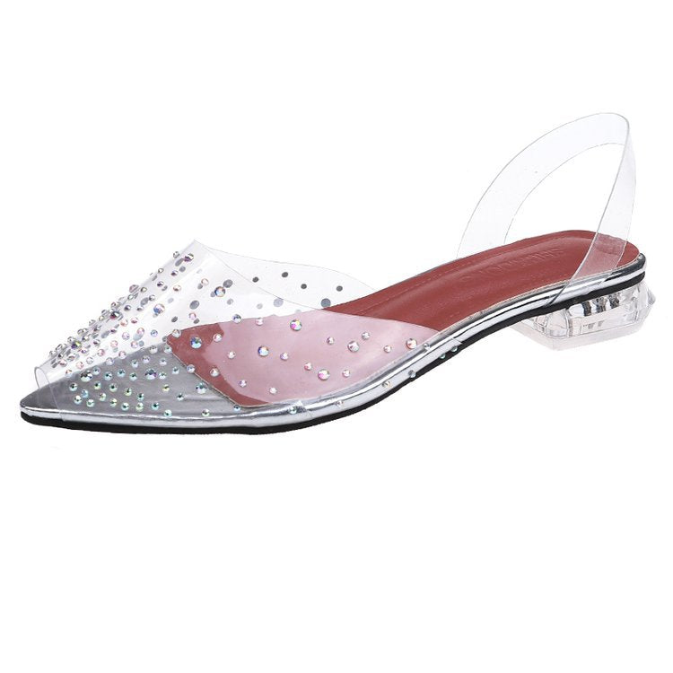 Summer Low Breathable Rhinestone Korean Style Sandals