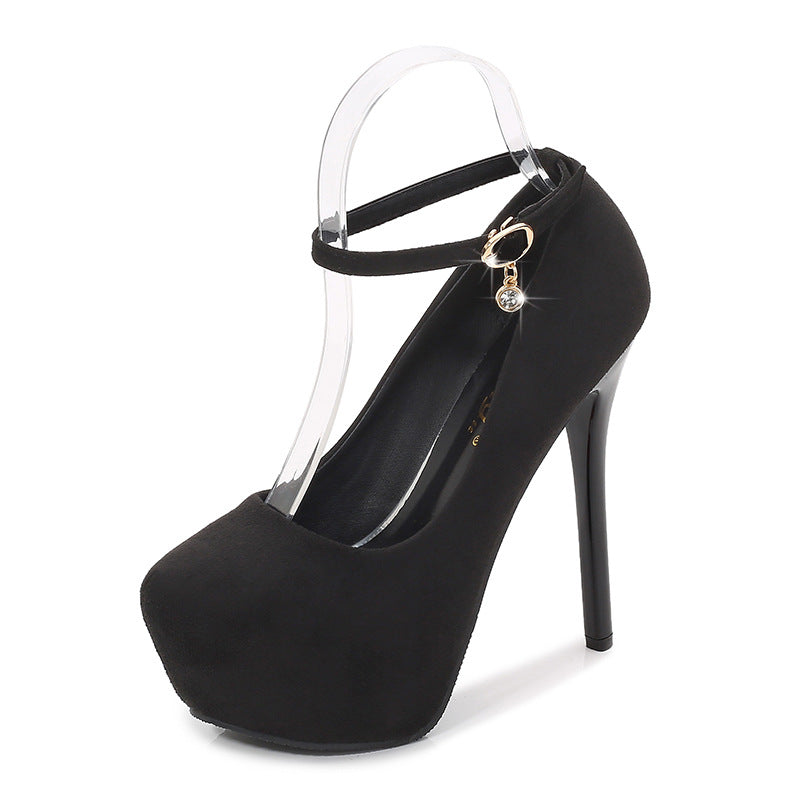 Wasserdichter Damen-Tisch-Super-High-Stiletto-Rundkopf-Damenschuhe