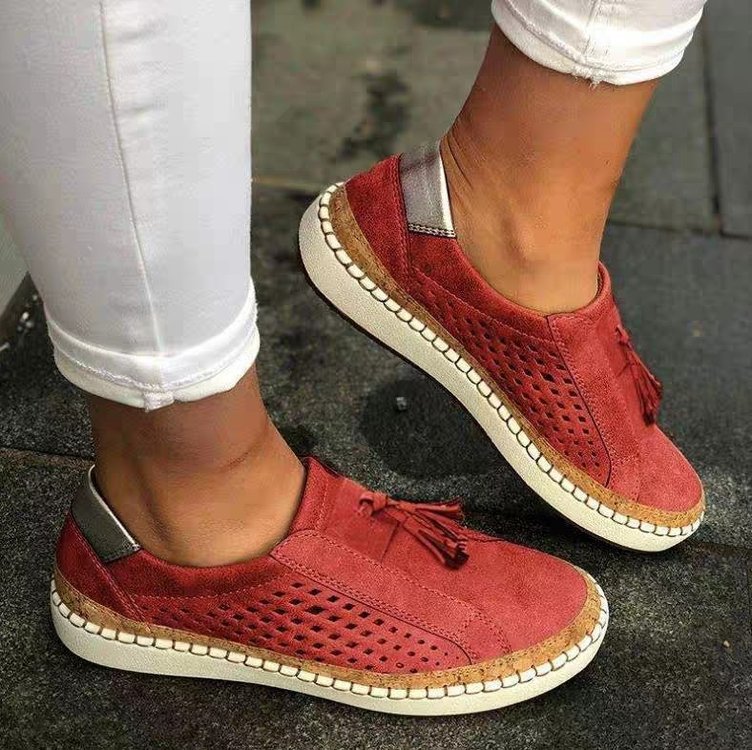 Slouchy Single-layer Tassel Hollow Slip-on Chaussures pour femmes paresseuses