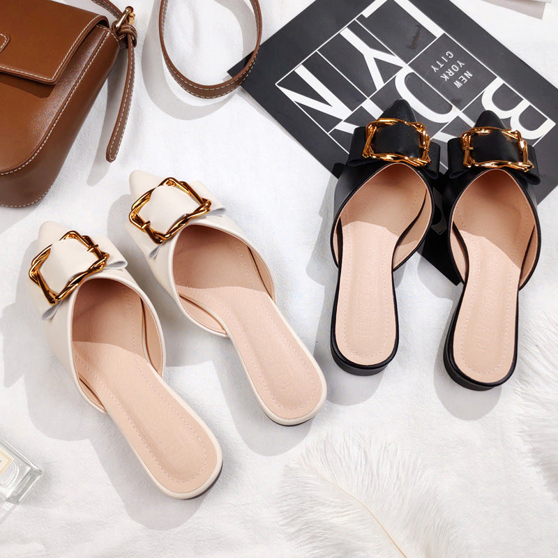 Women's Toe Cap Semi Pointed Flat For Sandals