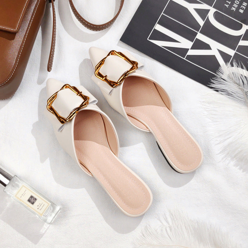 Women's Toe Cap Semi Pointed Flat For Sandals