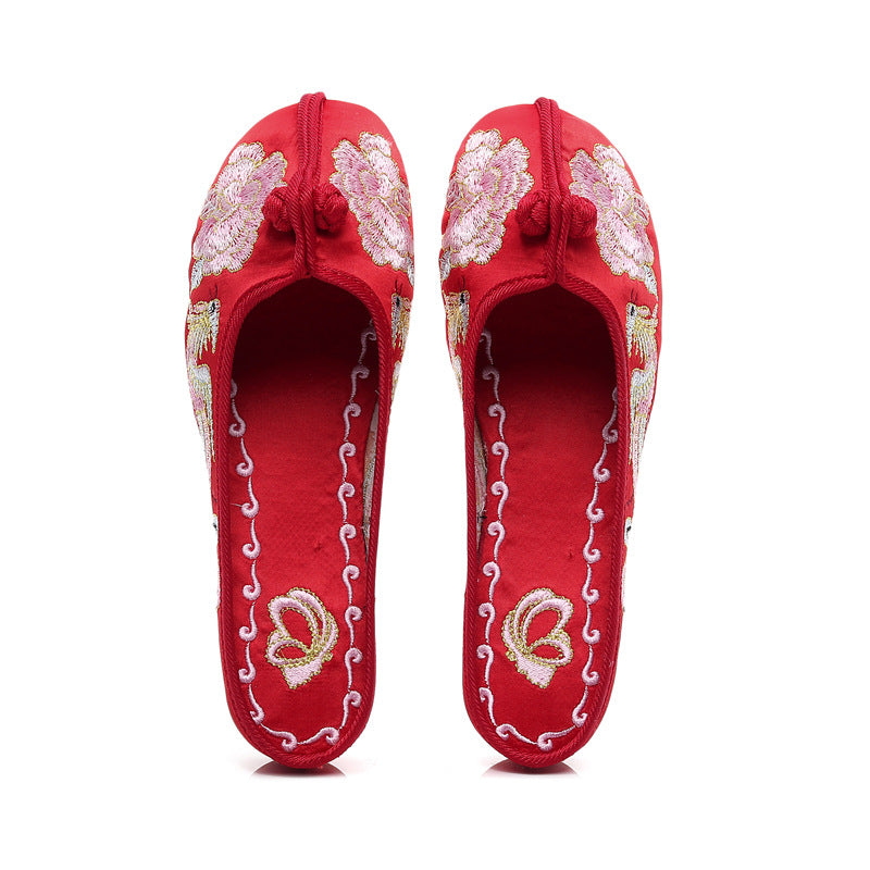 Women's Toe Embroidered Height Increasing Insole Ethnic Sandals