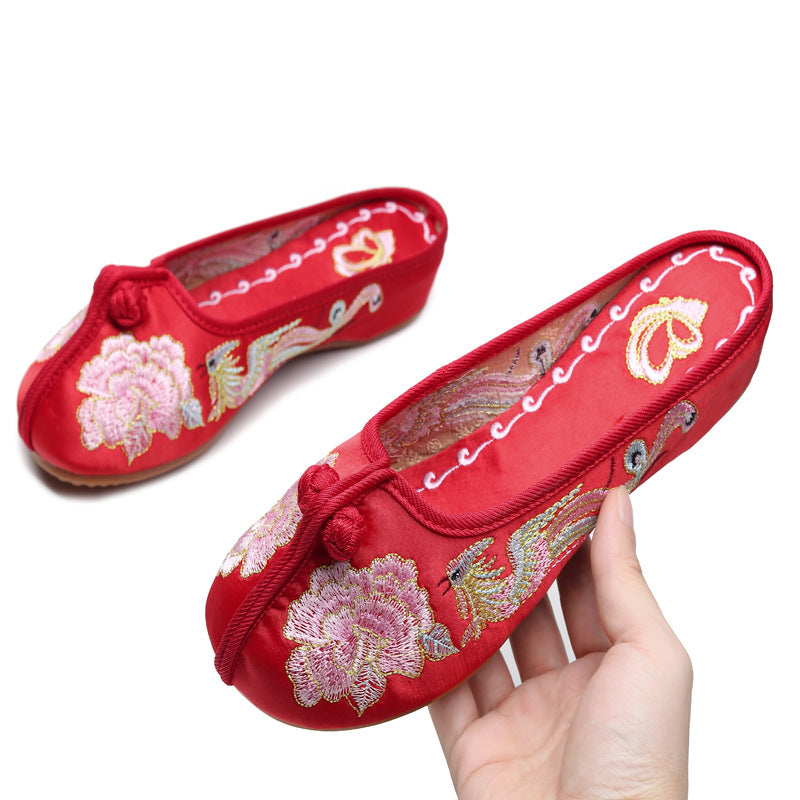 Women's Toe Embroidered Height Increasing Insole Ethnic Sandals