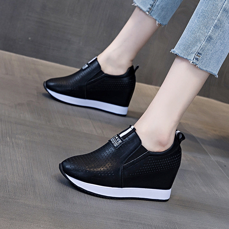 Women's Pointed Toe Height Increasing Insole Low-top Loafers