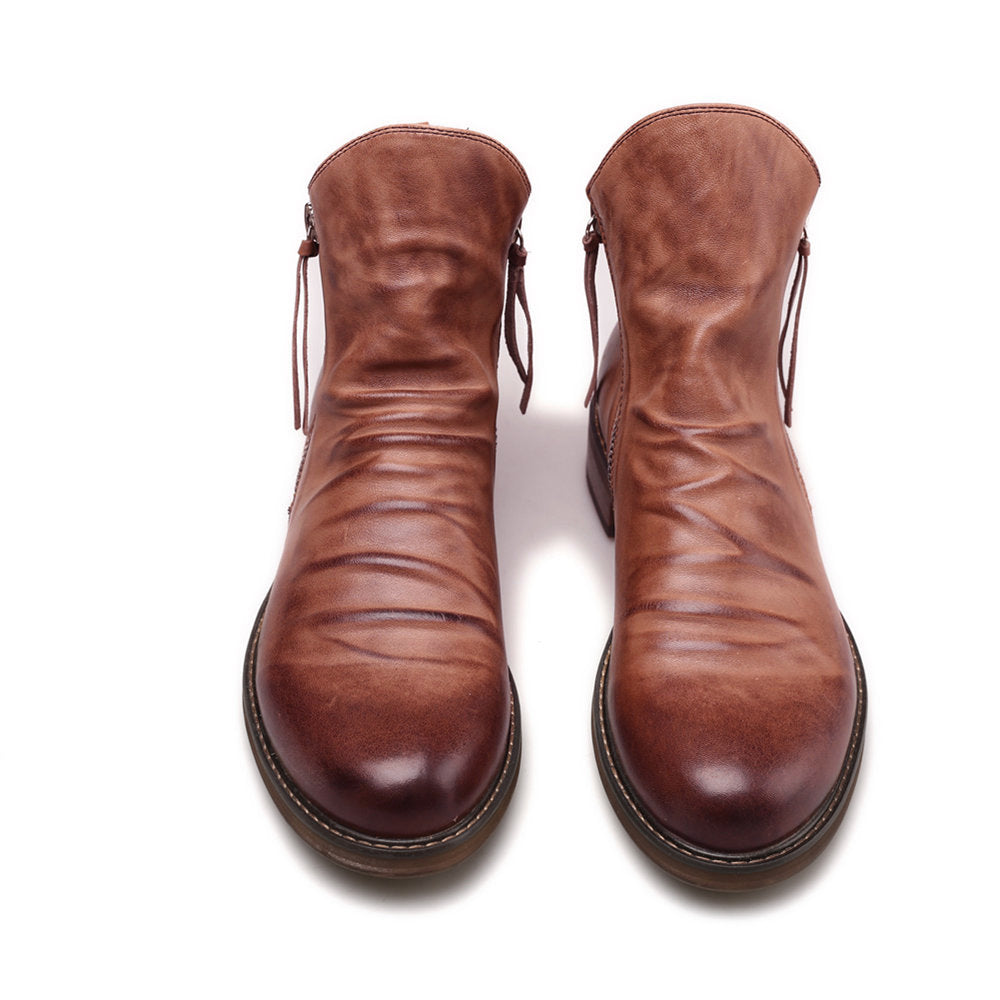 Men's Double Zipper Non-slip Sole Tassel Boots