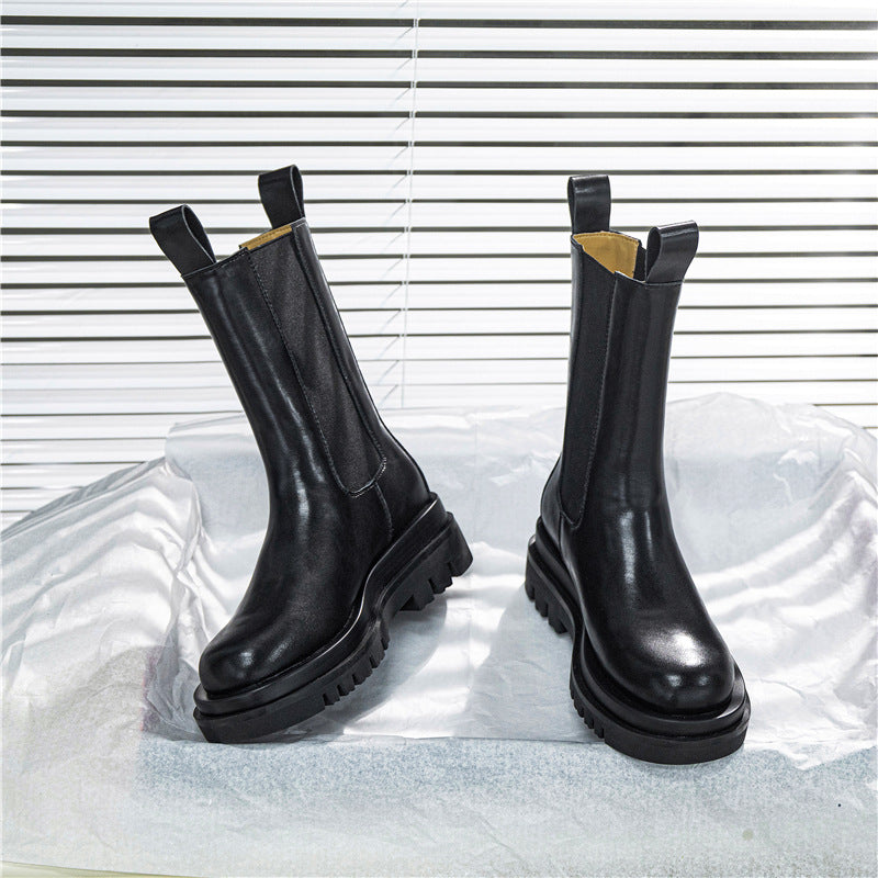 Women's Smoke Pipe Thick-soled Long Short Knight Boots