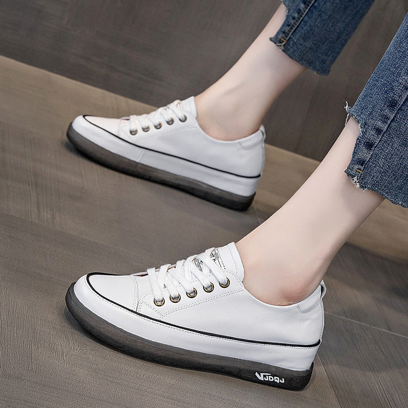 Women's White Autumn Thin Full Tendon Bottom Casual Shoes