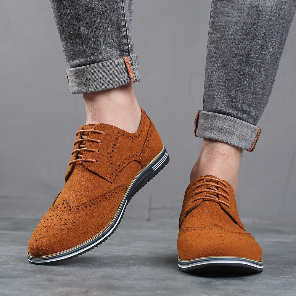 Chaussures décontractées en daim mat à la mode pour hommes Brogue grande taille