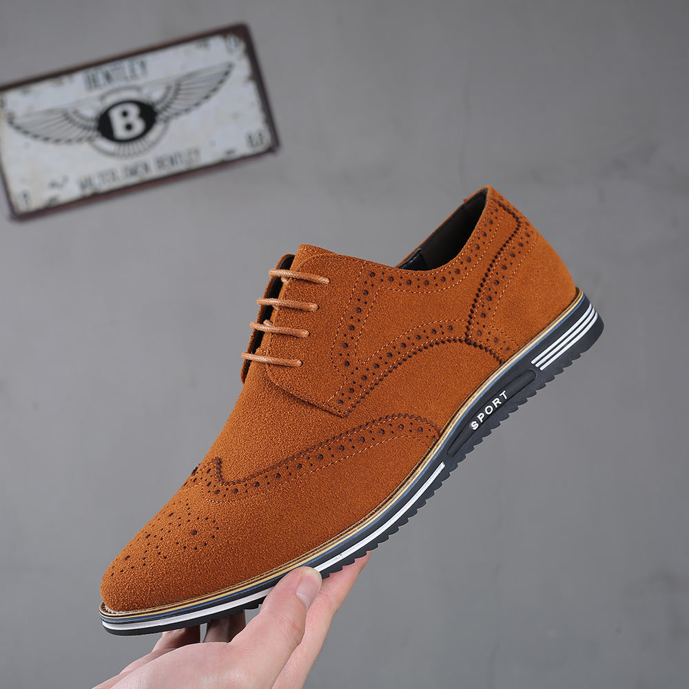 Chaussures décontractées en daim mat à la mode pour hommes Brogue grande taille