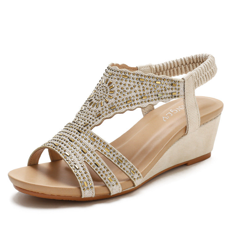 Sandalias ligeras de diamantes de imitación de verano talla grande para mujer