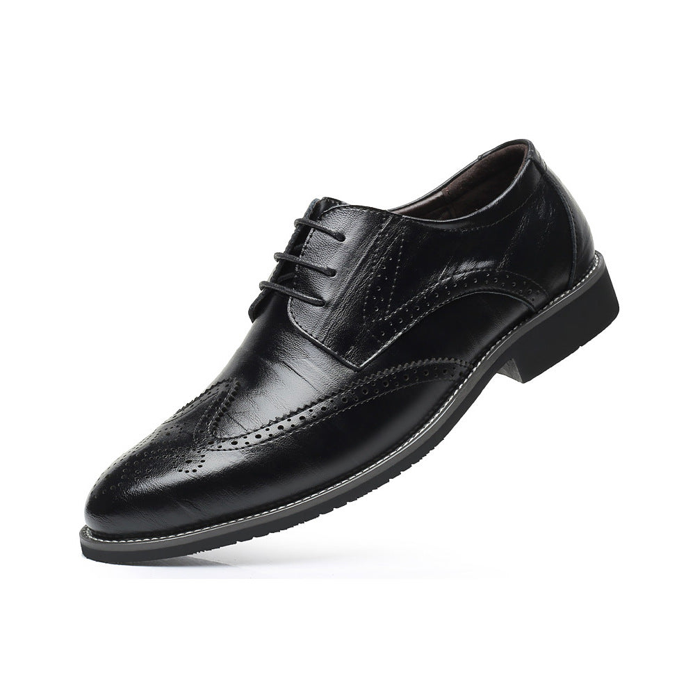 Men's Wear Large Size Fashion Pointed-toe Lace Leather Shoes
