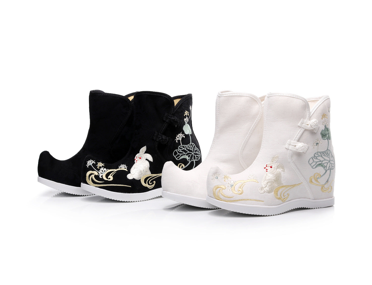 Han Chinese Clothing Embroidered Bootie Ethnic Canvas Shoes