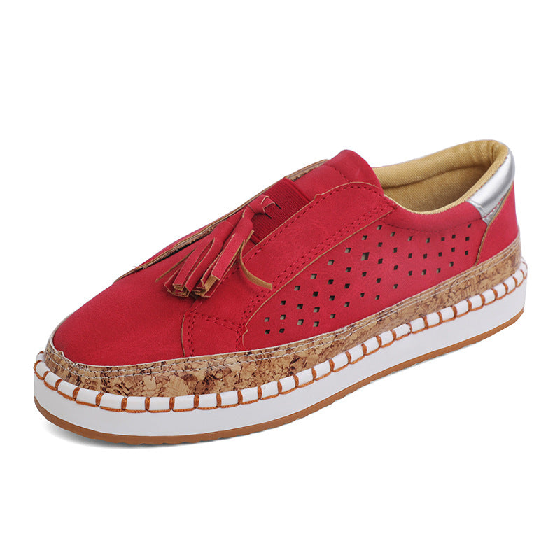 Women's Lace Up Breathable Slip-on Two-color Stripe Casual Shoes