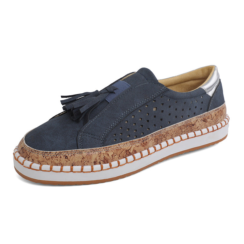 Women's Lace Up Breathable Slip-on Two-color Stripe Casual Shoes