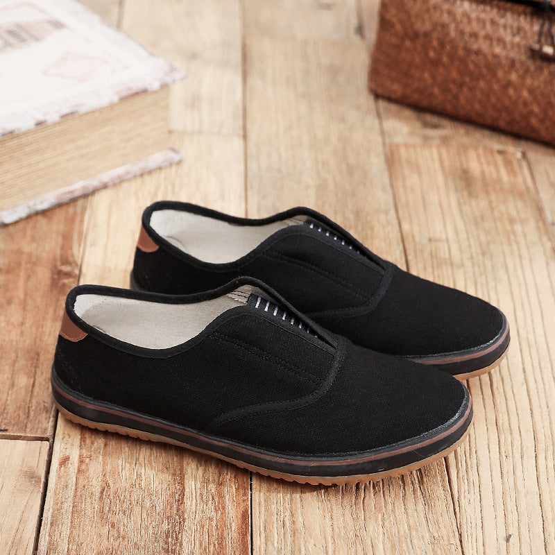 Round Head Leisure Black And Low Canvas Shoes