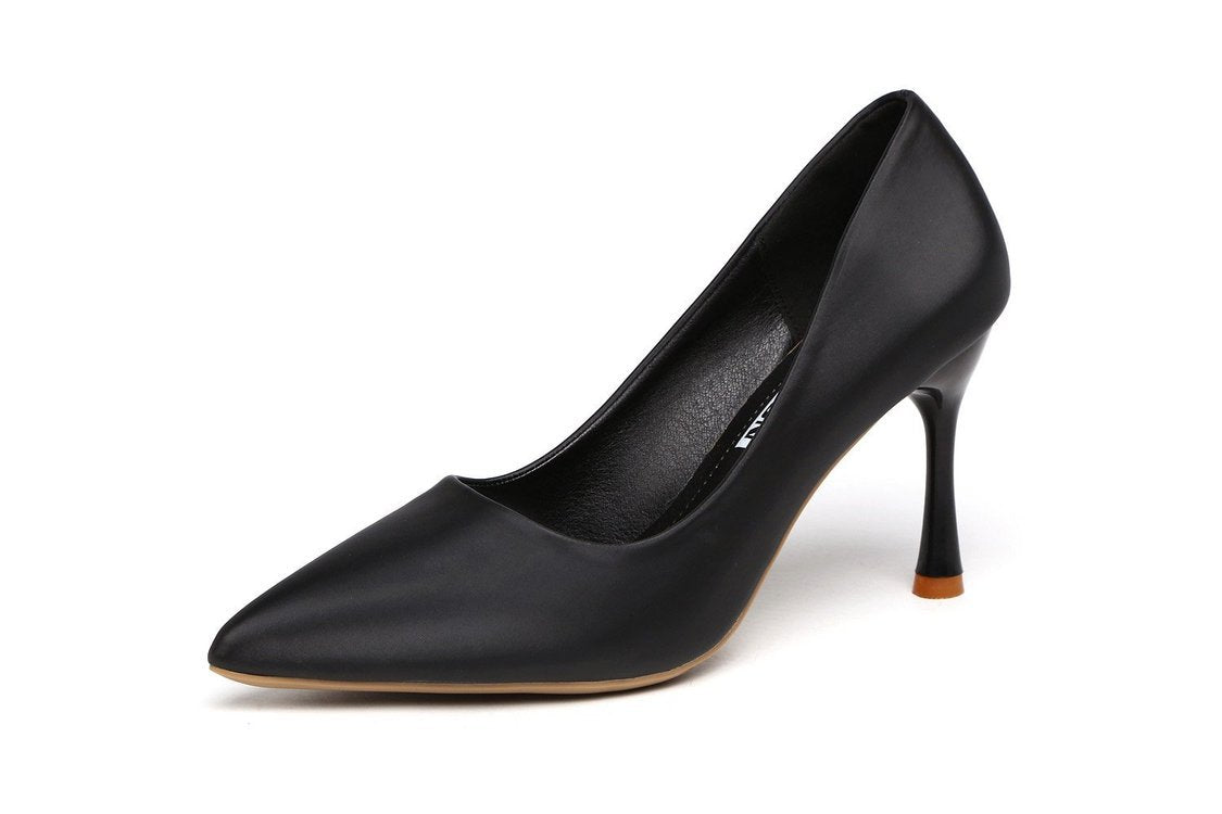 Damen Herbst Stiletto Slip-on Spitze einfarbige Damenschuhe