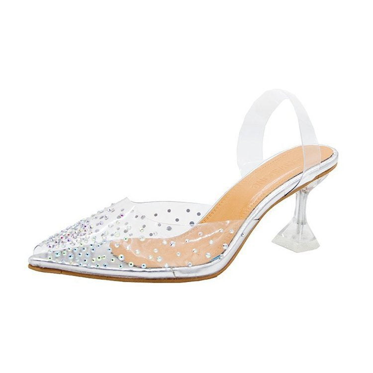 Women's High Summer Korean Style Crystal Stiletto Sandals