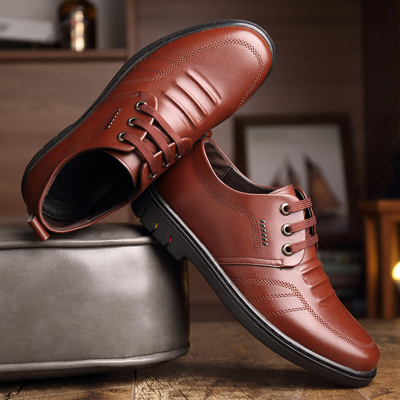 Men's Formal Wear Pointed Soft Surface Breathable Leather Shoes