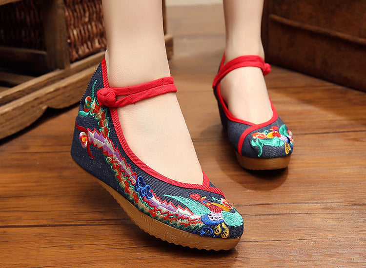 Women's Colorful Phoenix Height Increasing Insole Canvas Shoes