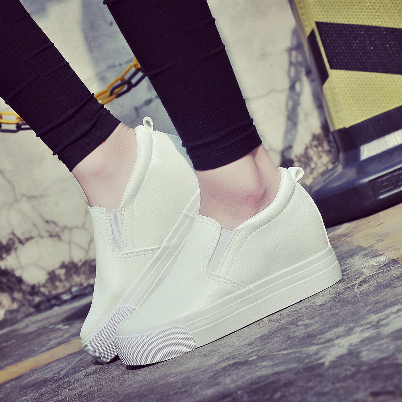 Women's Platform Height Increasing Insole Female Slip-on Canvas Shoes