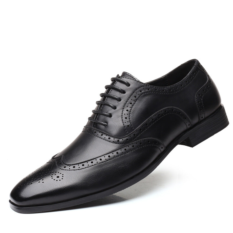 Zapatos de cuero británicos de moda de negocios Retro para hombres