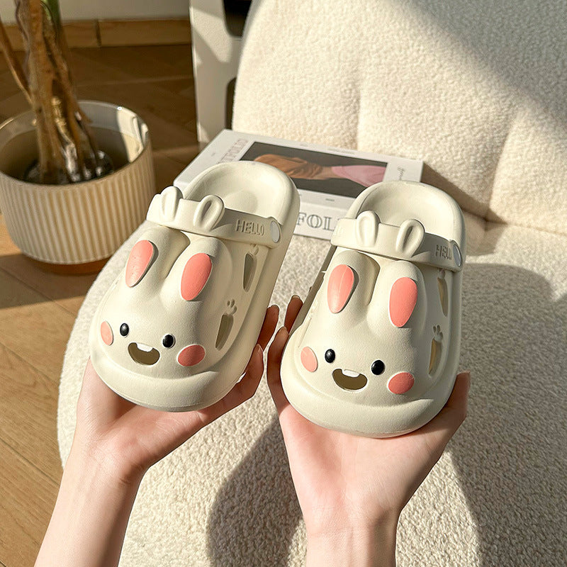 Sandales d'été pour enfants avec motif de lapin mignon et dessin animé de taille moyenne et grande