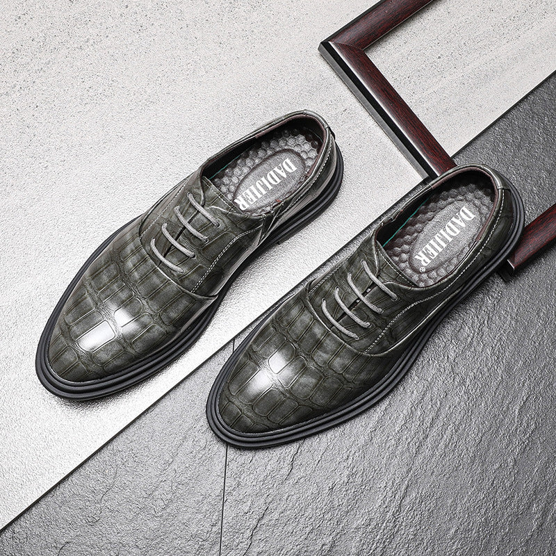 Men's Crocodile Pattern Business Summer British Leather Shoes