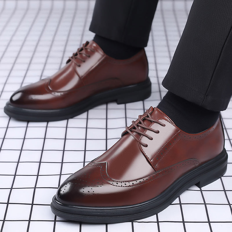 Zapatos de cuero coreanos formales británicos de moda para hombres