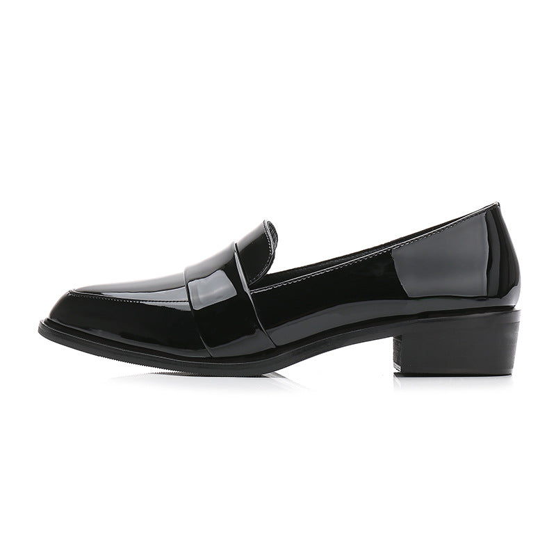 Women's Tang Jing Pumps Professional Black British Leather Shoes