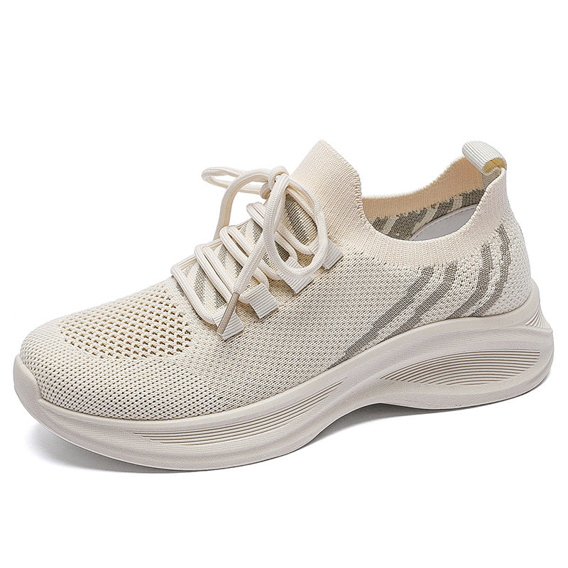 Women's Summer Mesh Breathable White Flying Woven Sneakers