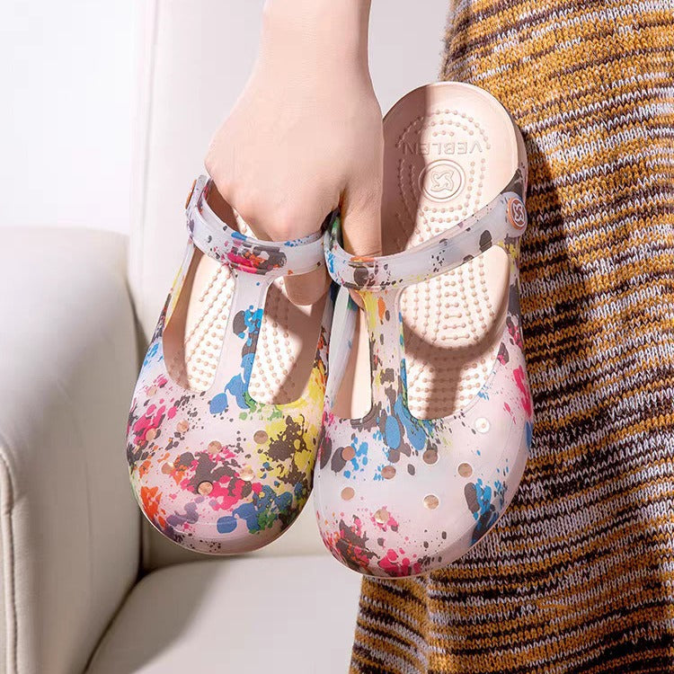 Chaussures pour femmes à la mode avec motif artistique Jelly Beach Hole