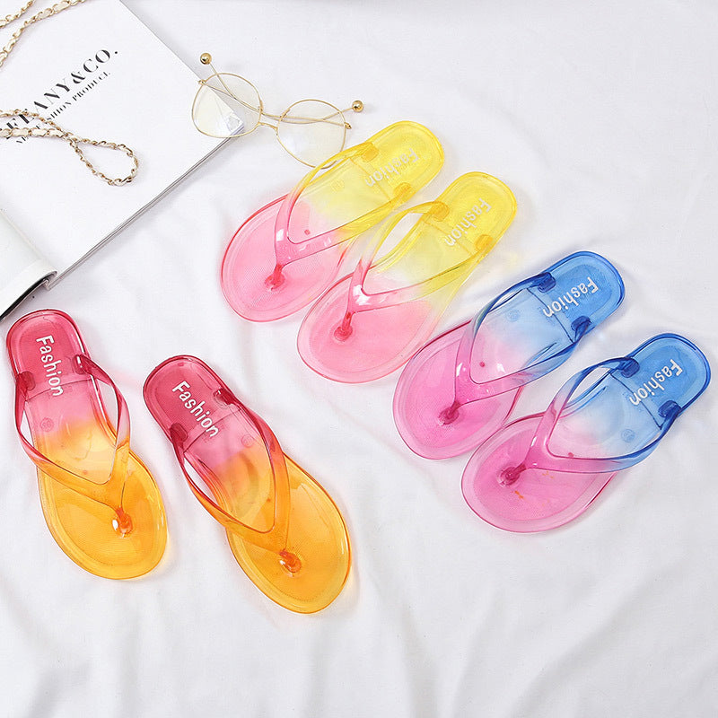 Women's Crystal Jelly Transparent Summer Fashion Outerwear Slippers