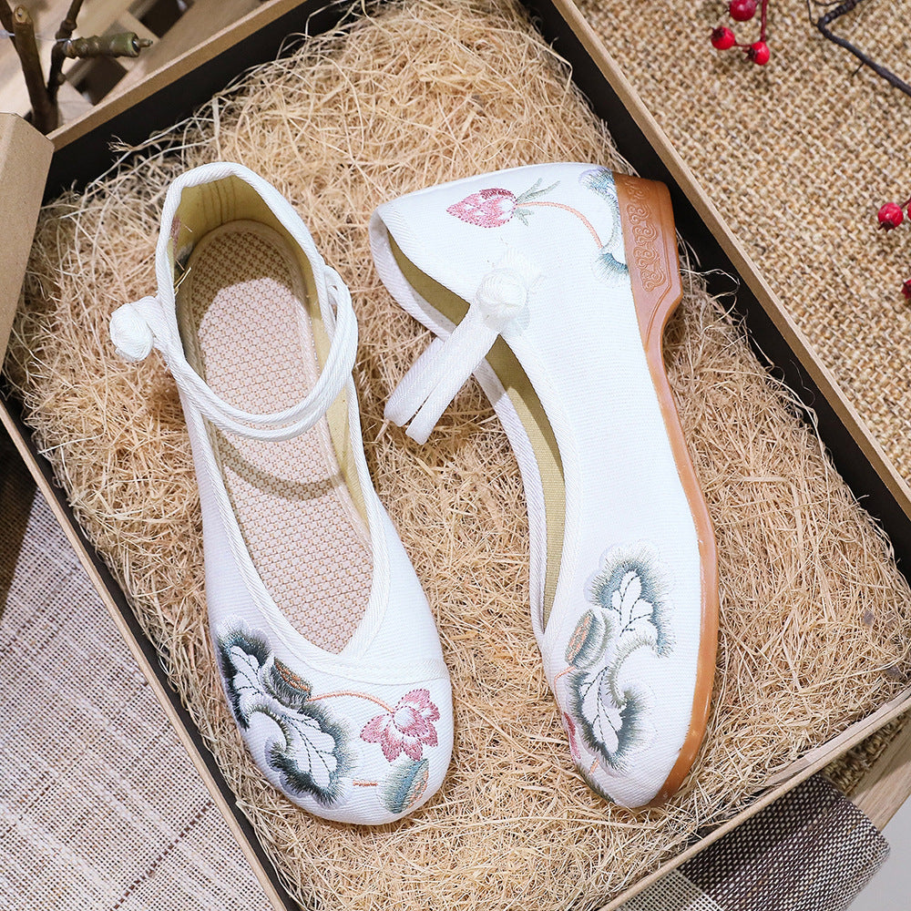 Women's Round Toe Vintage Low Cheongsam Square Dance Canvas Shoes